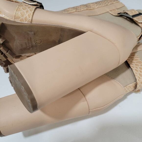 Cape Robbin Garnet Nude Heeled Booties with buckles and Snakeskin look S… - Picture 7 of 14